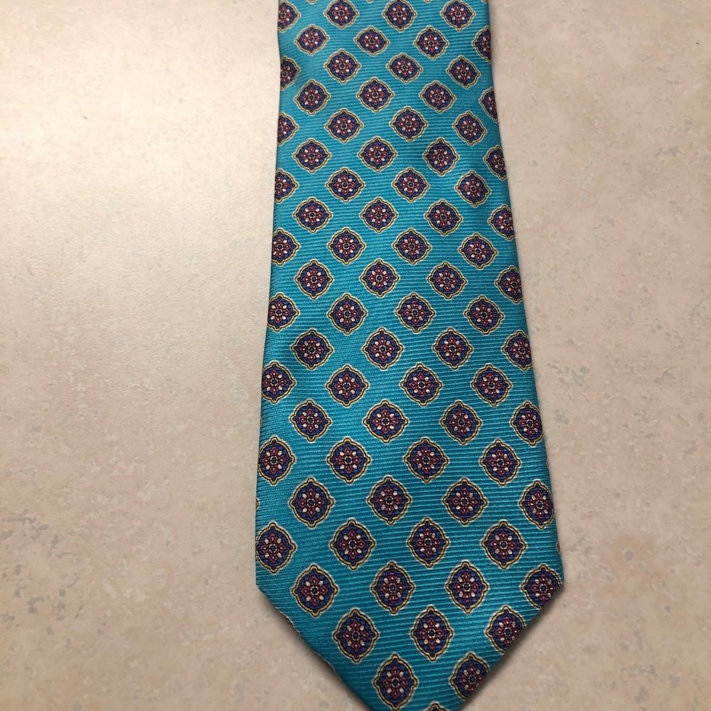 Mens Turquoise print Bloomingdale's Tie